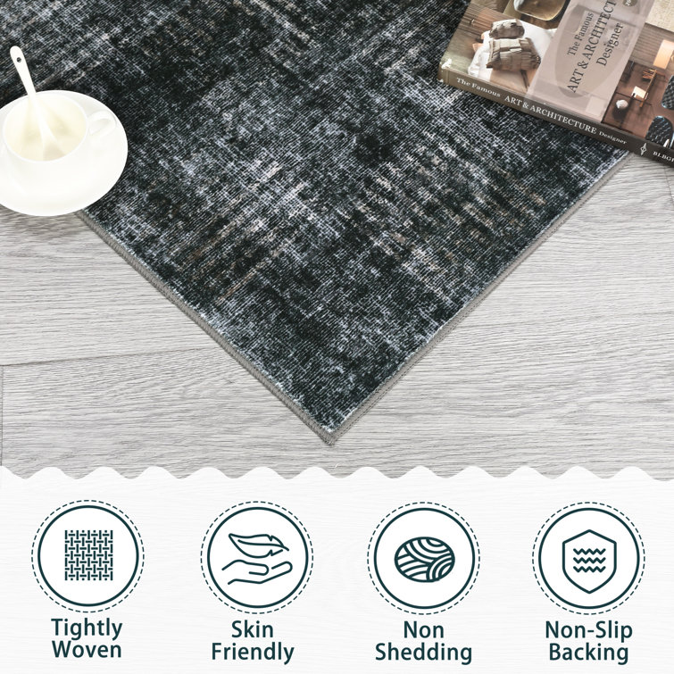 Gray Abstract Synthetic Tufted Washable Non-slip 8' x 10' Area Rug