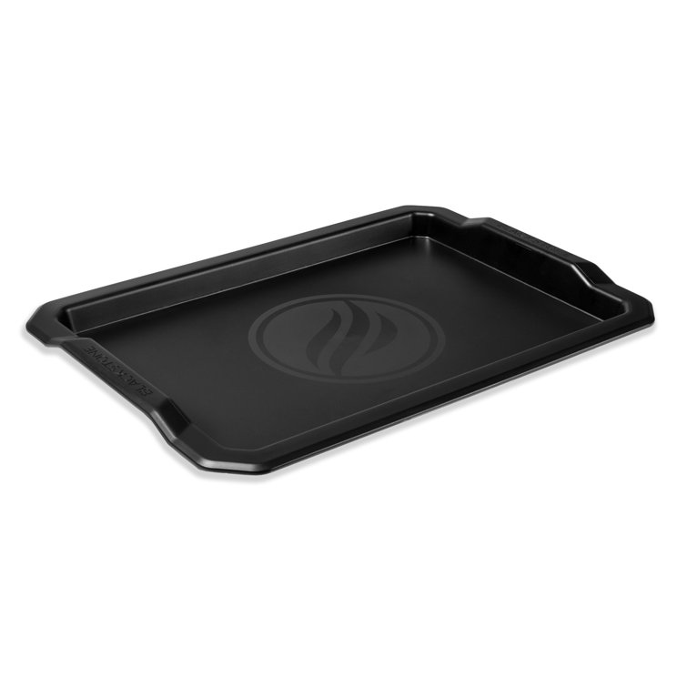 Black 19" x 13" Plastic Serving Tray with Handles