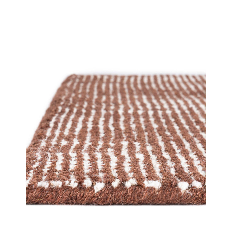 Mocha Brown Wool Geometric Runner Rug 2' x 4'1"