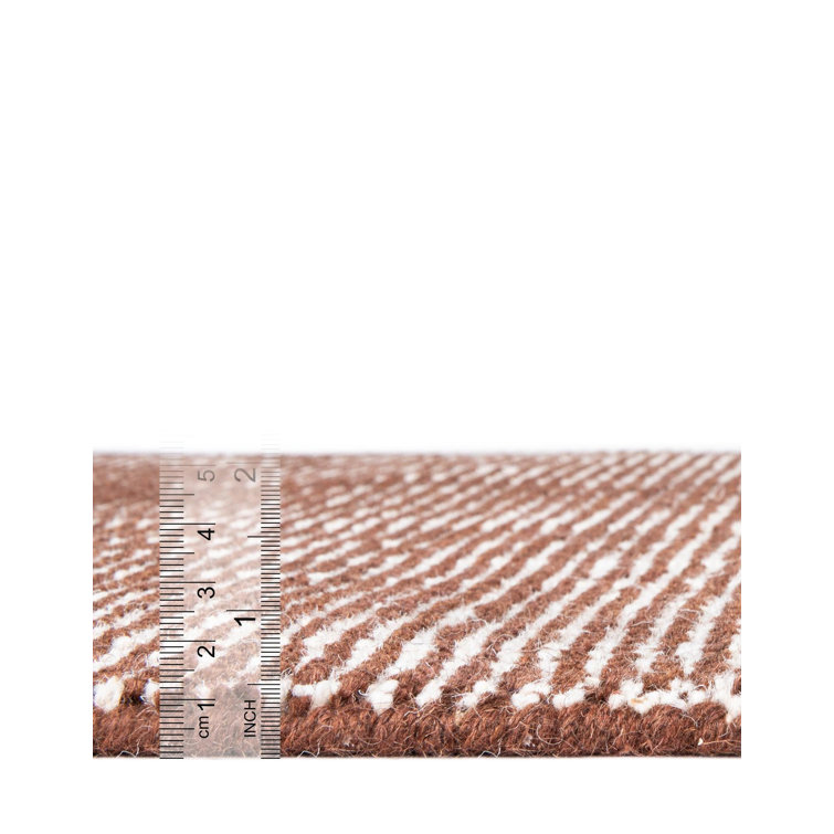 Mocha Brown Wool Geometric Runner Rug 2' x 4'1"