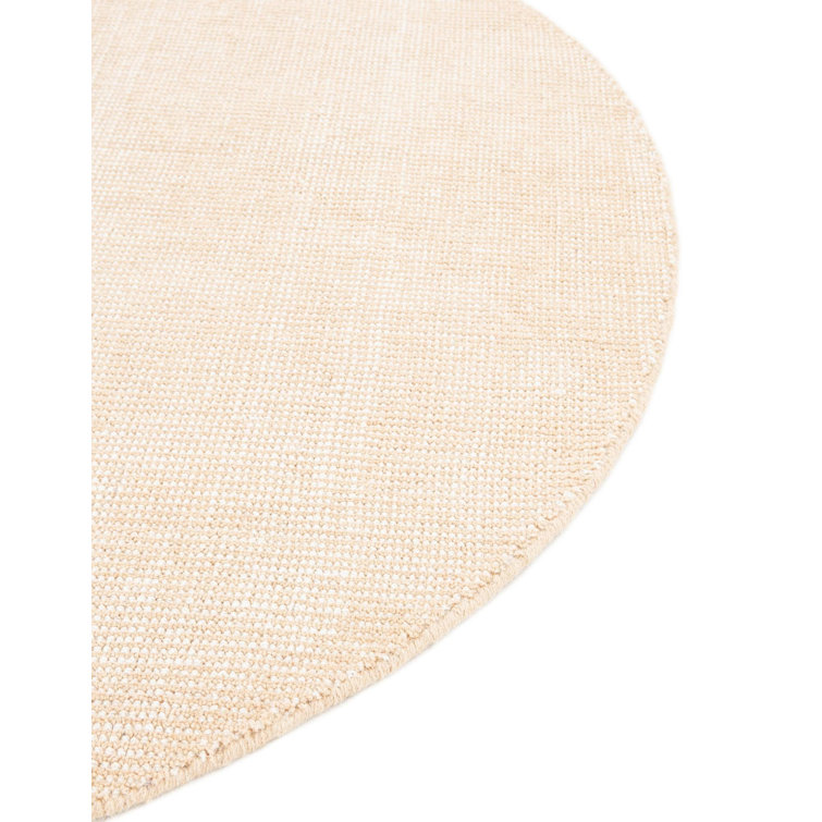 Handmade Round Ivory Wool Geometric Indoor Rug