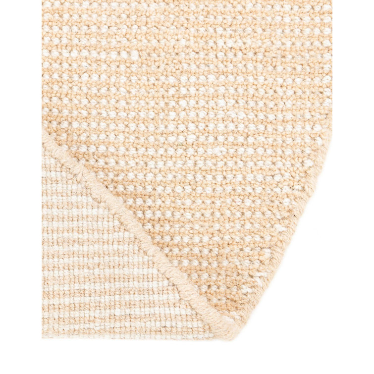 Handmade Round Ivory Wool Geometric Indoor Rug