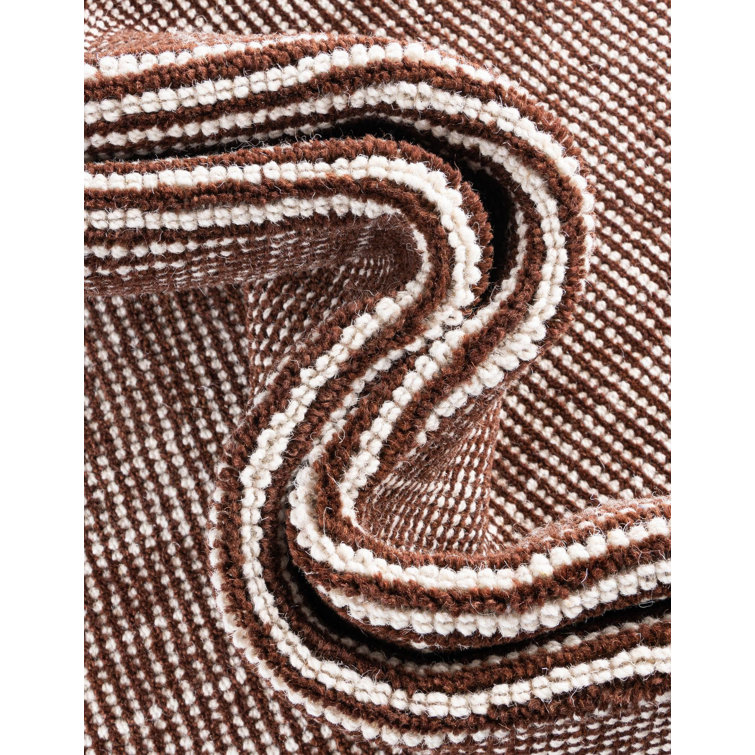Mocha Brown Wool Geometric Runner Rug 2' x 4'1"