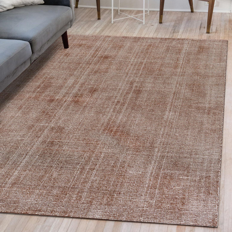 Mocha Brown 6' x 9' Hand-Knotted Wool Geometric Area Rug