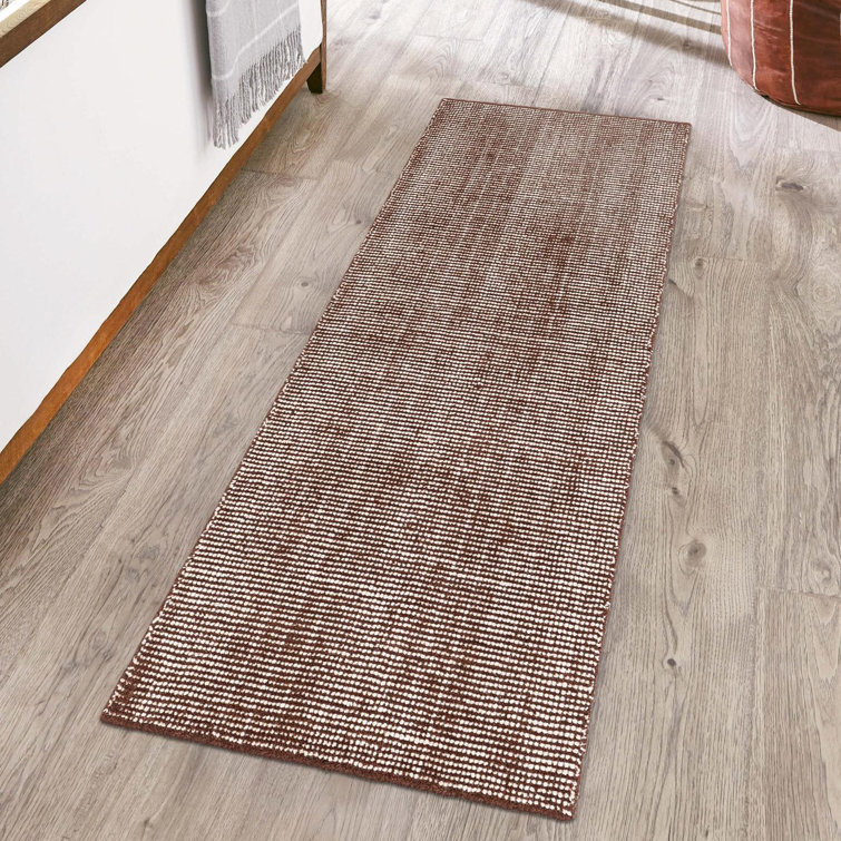 Mocha Brown Wool Geometric Runner Rug 2' x 4'1"
