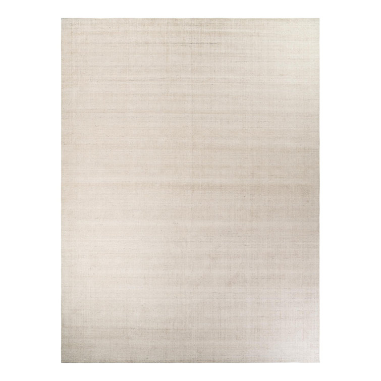 Vanilla Bean Hand-Knotted Wool Abstract Rectangular Rug
