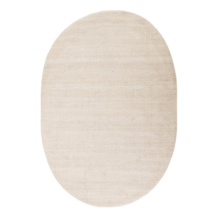 Ivory Oval Hand-Knotted Wool Indoor Rug 6' x 9'