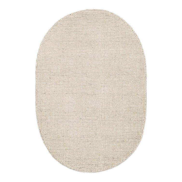 Ivory Oval Hand-knotted Wool Indoor Rug 2' x 3'