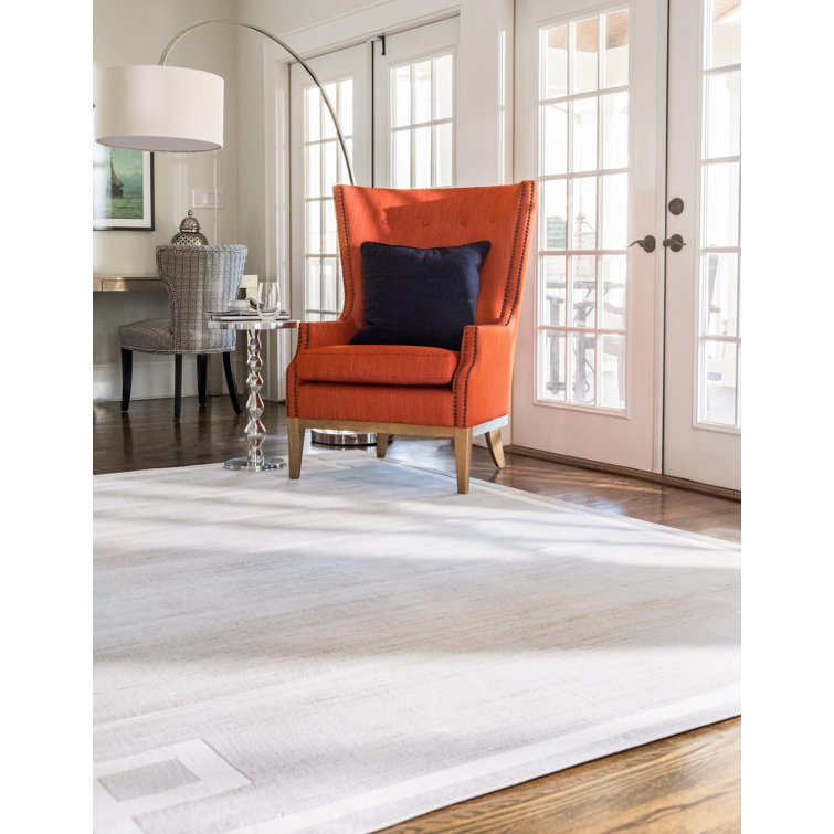 Beige Geometric Synthetic 6' x 9' Rectangular Area Rug