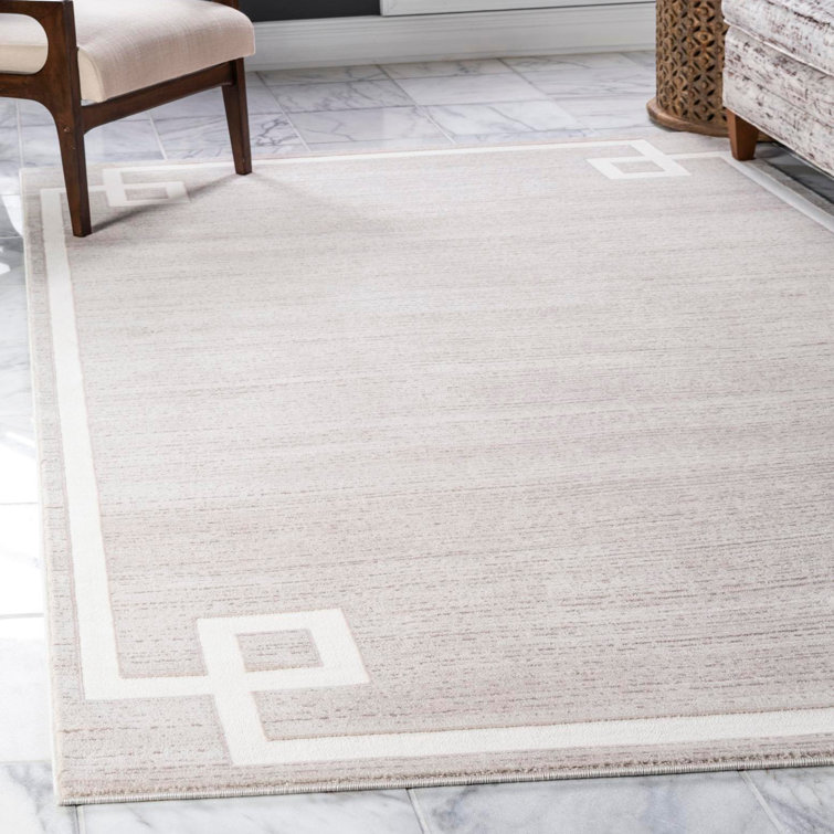Beige Geometric Synthetic 6' x 9' Rectangular Area Rug