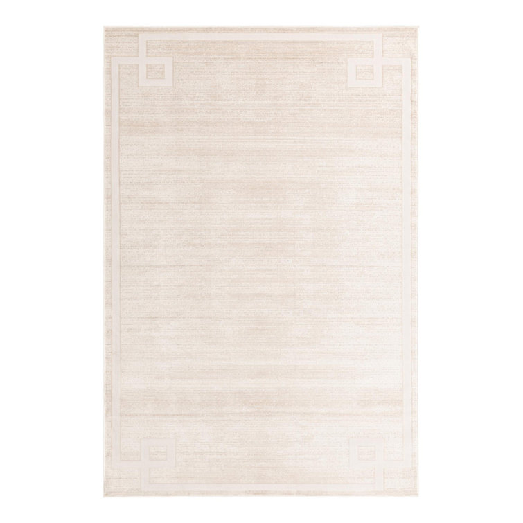 Beige Geometric Synthetic 6' x 9' Rectangular Area Rug