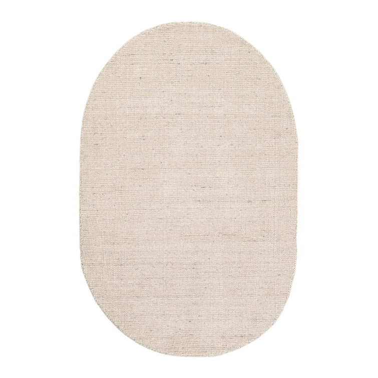 Ivory Oval Handwoven Wool Indoor Rug, 3'1" x 5'1"