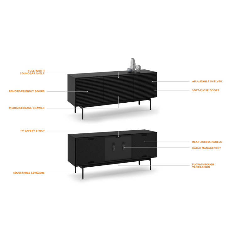 Ebonized Ash 66'' Media Console with Acoustically Transparent Doors