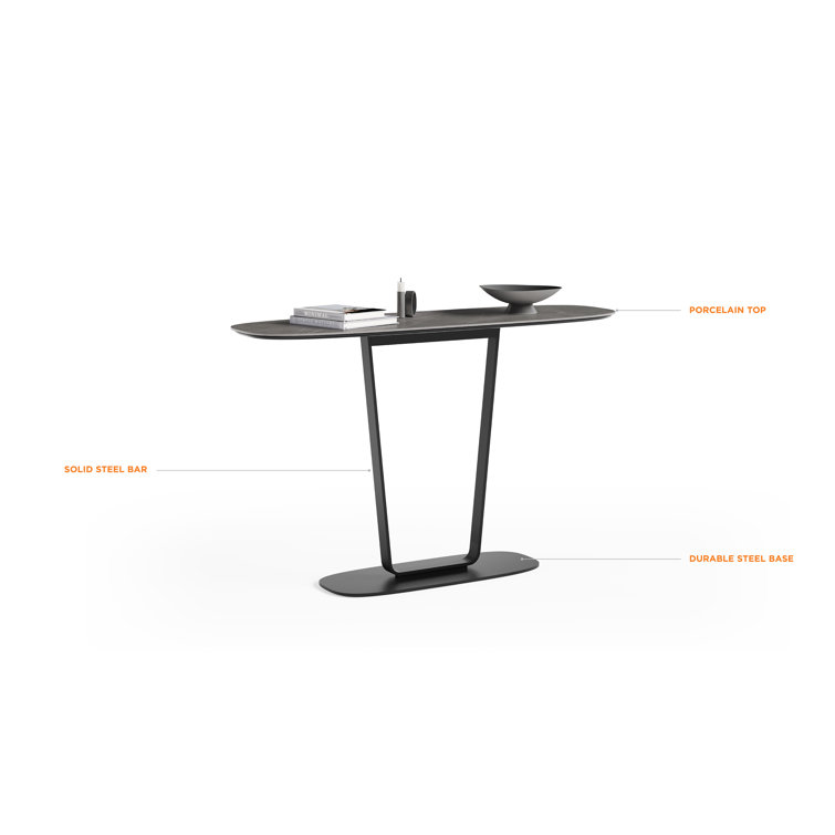 Alto Grey Porcelain Top Console Table with Steel Frame