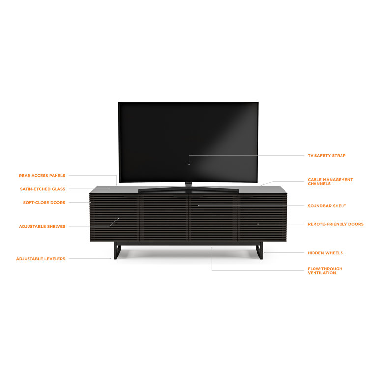 Charcoal Stained Ash 79'' Media Console with Cabinet