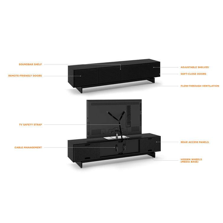 Ebonized Ash Media Console with Solid Wood Louvers