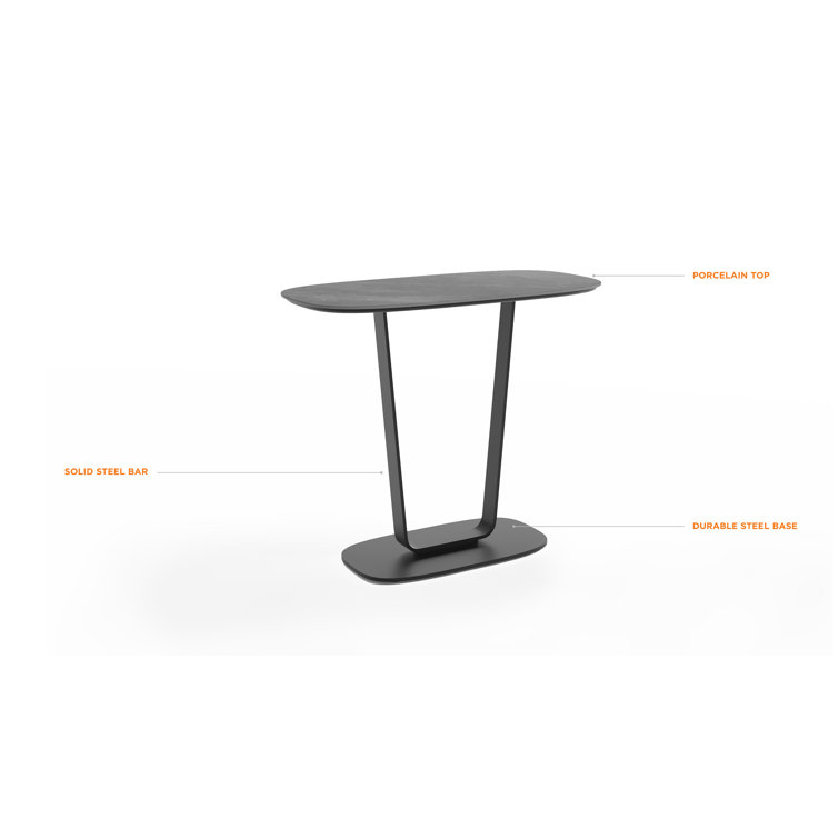 Alto Gray Porcelain Top Rectangular End Table with Black Steel Frame