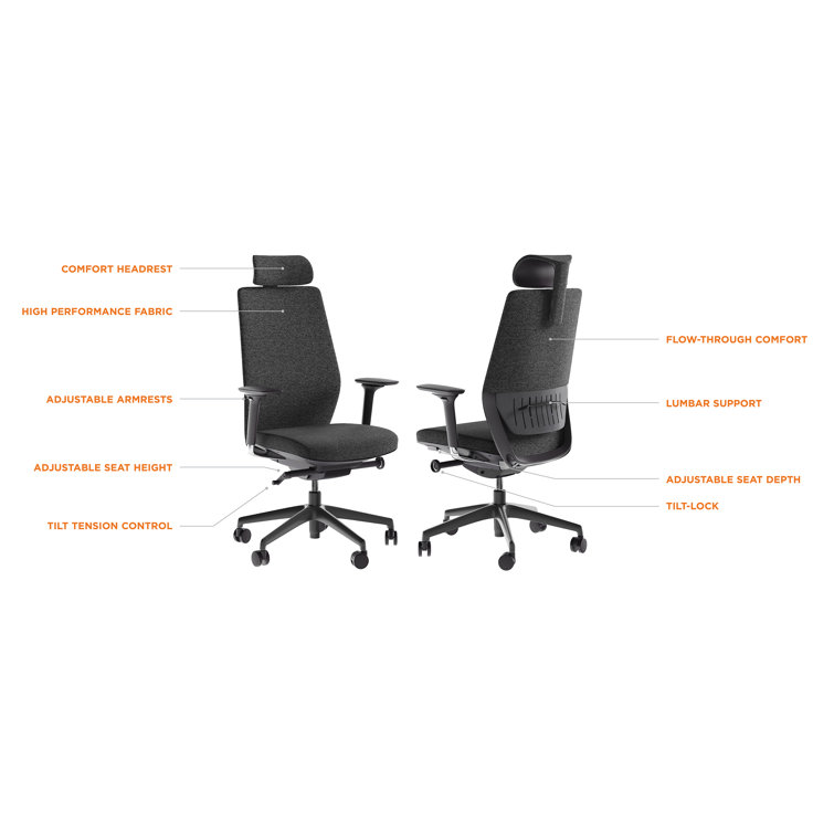 Grey and Black High-Performance Mesh Swivel Task Chair