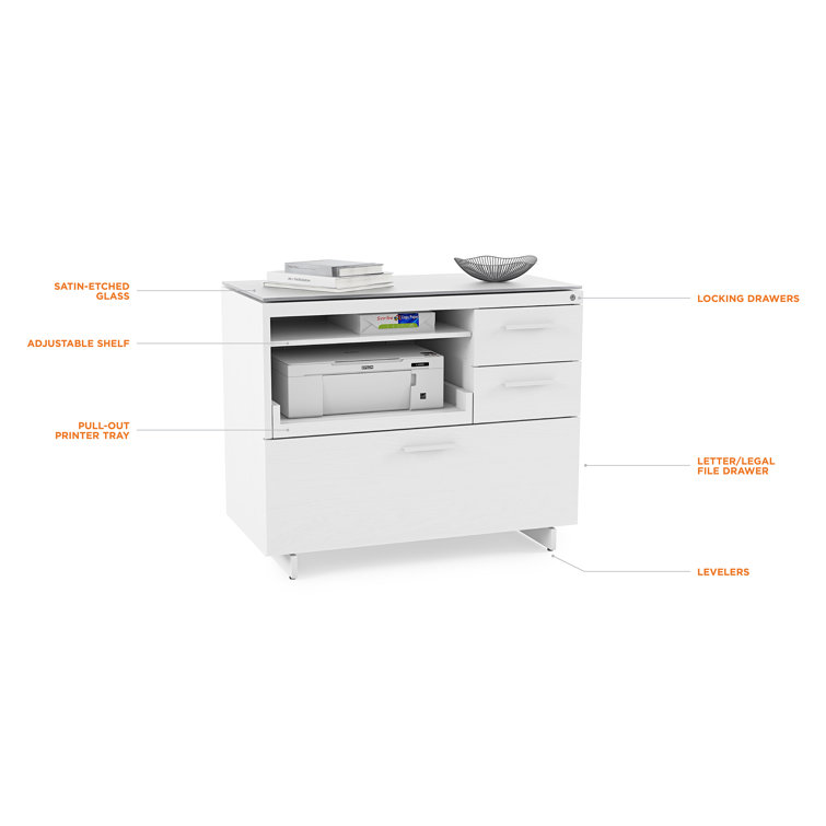 Satin White and Grey 3-Drawer Lockable Mobile Pedestal