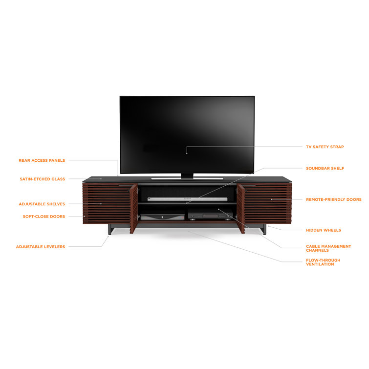 Chocolate Stained Walnut Media Console with Adjustable Shelves