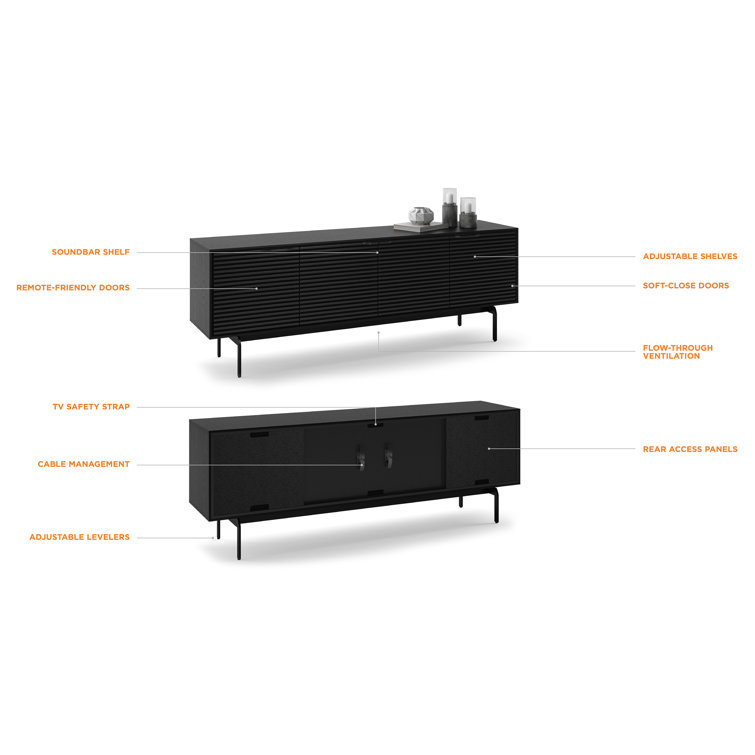 Ebonized Ash Align Corner Media Console with Cabinet