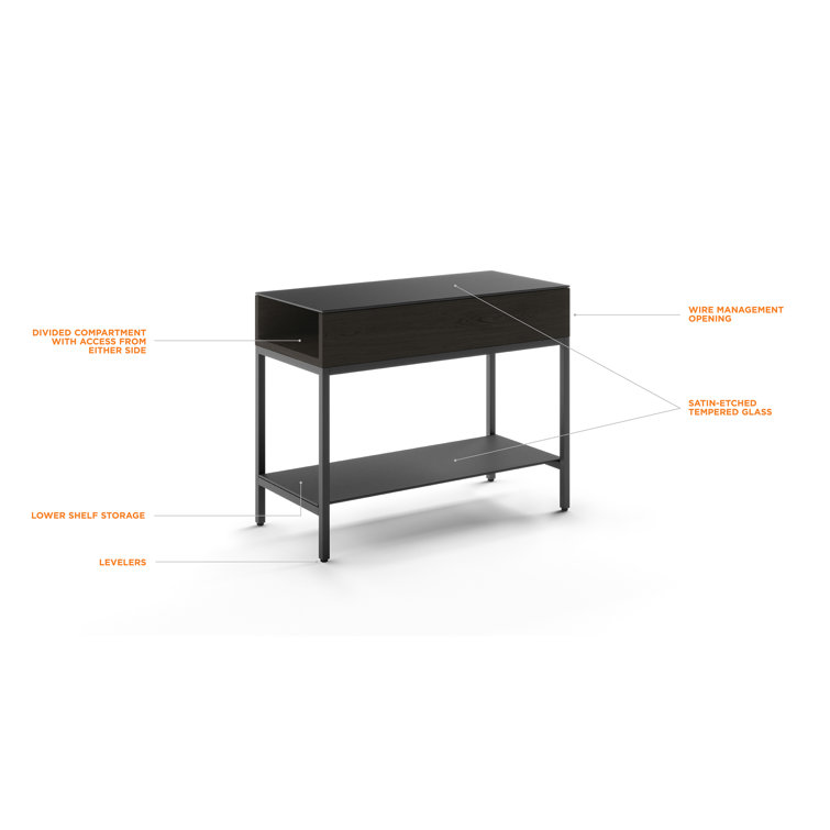 Charcoal Stained Ash and Matte Black Glass Rectangular End Table