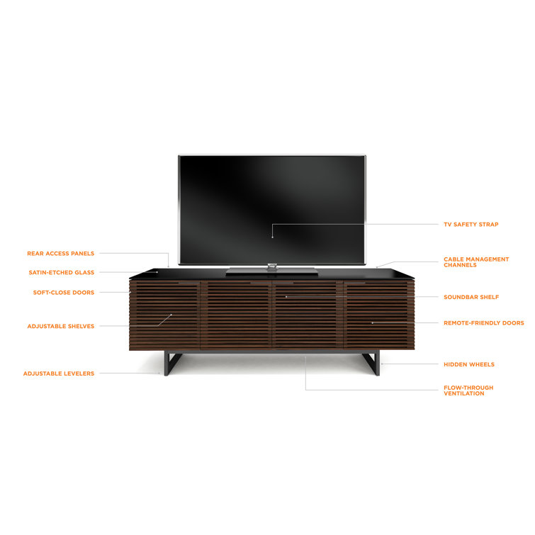 Chocolate Stained Walnut 79" Media Console with Glass Top