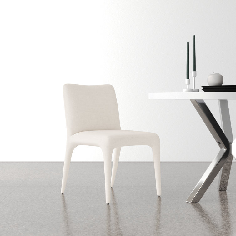 Mixt Linen Natural Upholstered Side Chair with Poplar Frame