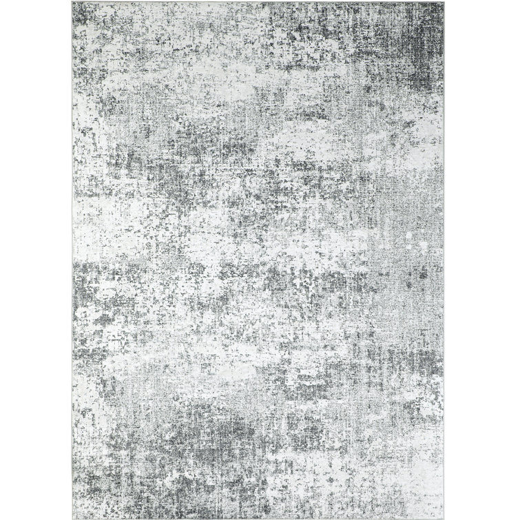 Kimberley Gray Abstract 5' x 7' Washable Area Rug with Non-Slip Backing