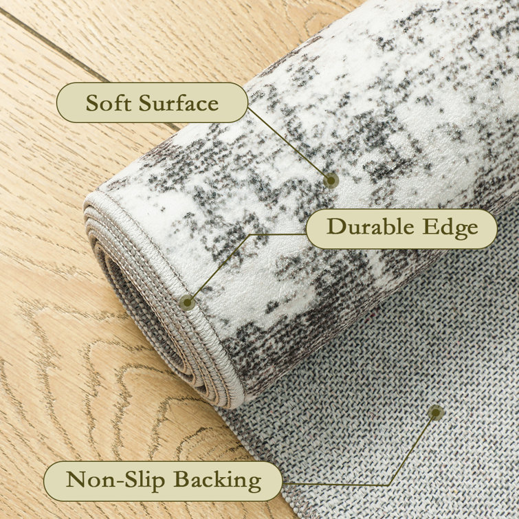 Kimberley Gray Abstract 5' x 7' Washable Area Rug with Non-Slip Backing