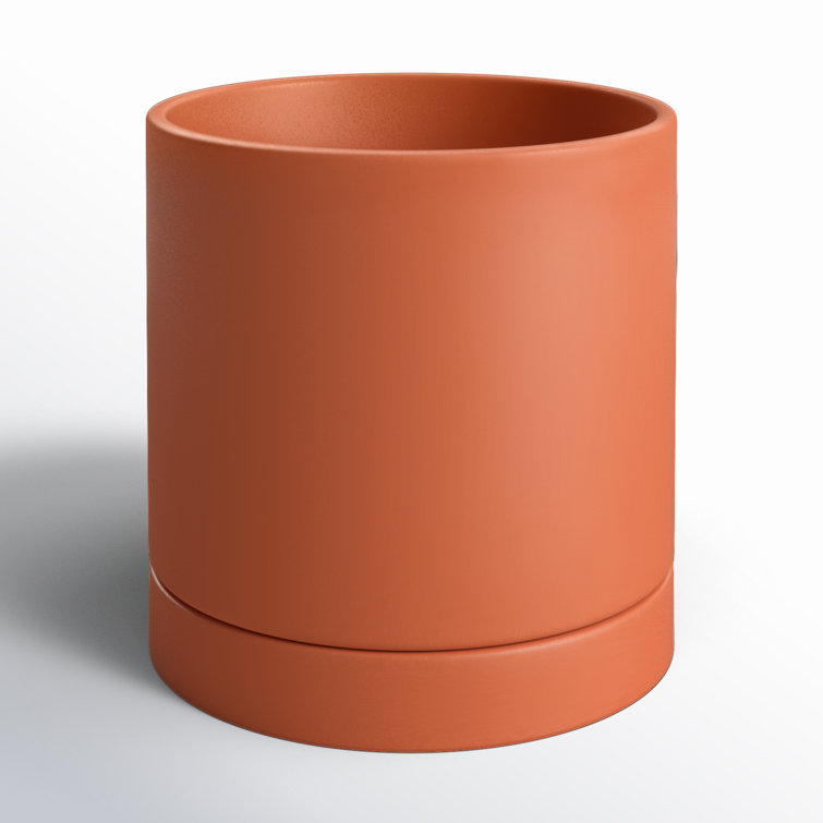 Terracotta Round Ceramic Pot Planter with Drainage Saucer