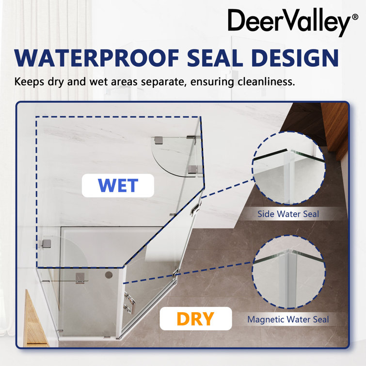 34'' Clear Tempered Glass Frameless Neo-Angle Shower Enclosure
