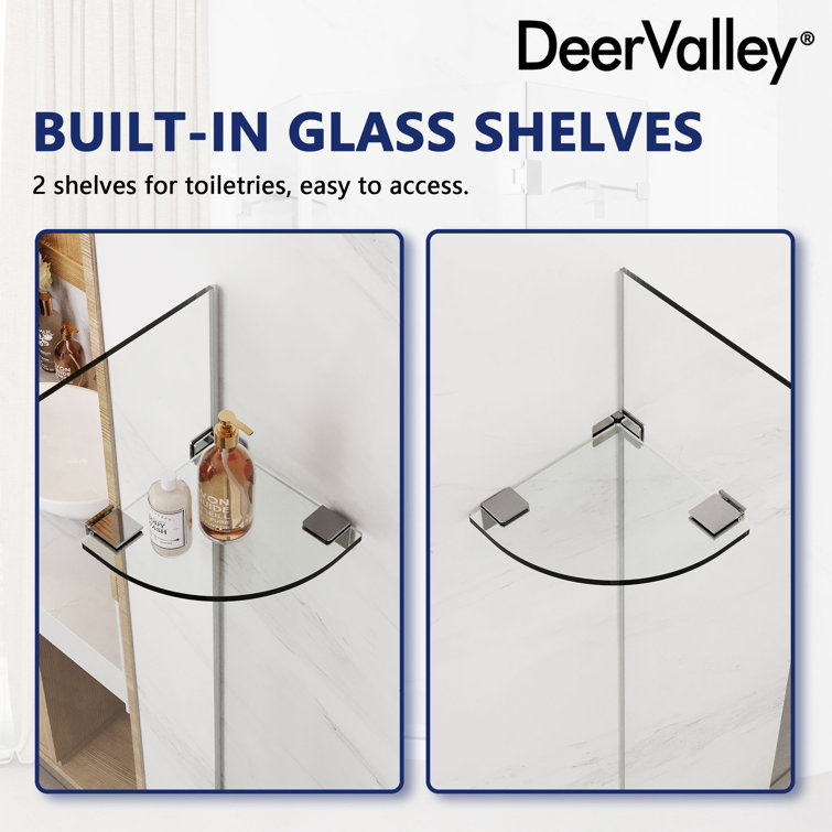 34'' Clear Tempered Glass Frameless Neo-Angle Shower Enclosure