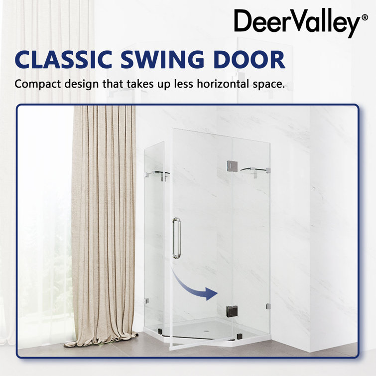 34'' Clear Tempered Glass Frameless Neo-Angle Shower Enclosure