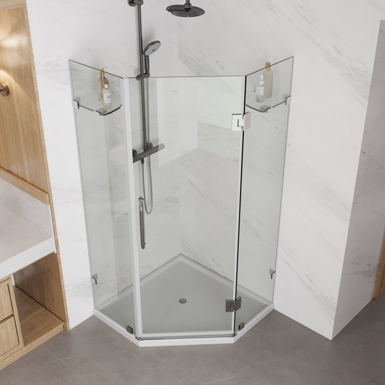 34'' Clear Tempered Glass Frameless Neo-Angle Shower Enclosure