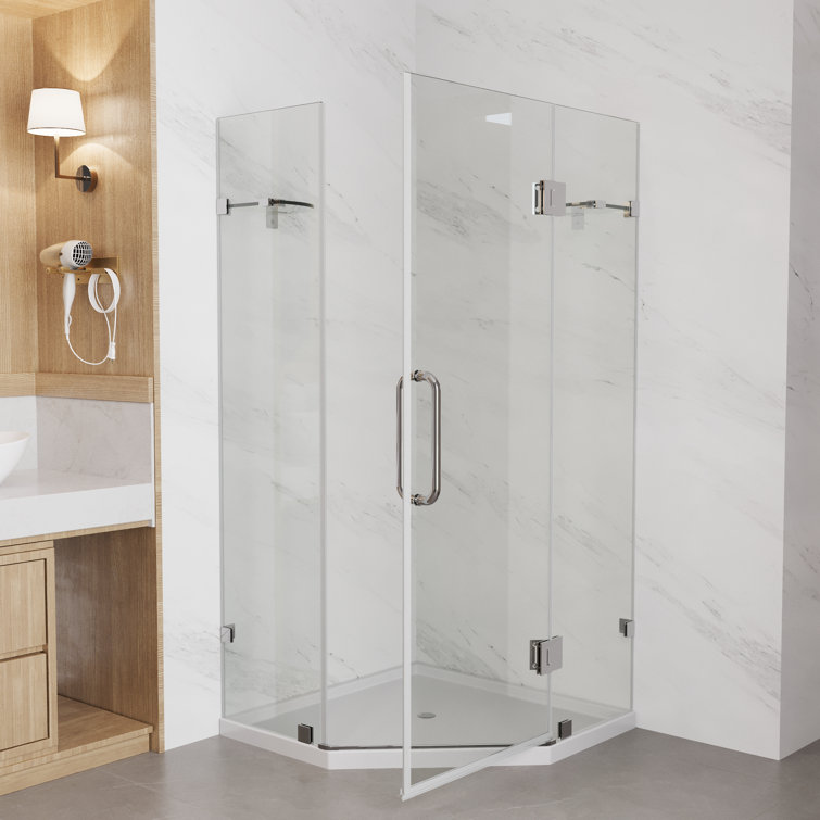 34'' Clear Tempered Glass Frameless Neo-Angle Shower Enclosure