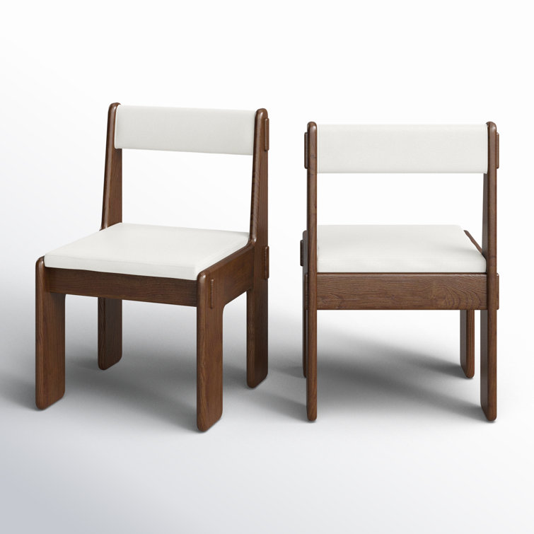 Ash Upholstered Side Chair Set with Brown Legs