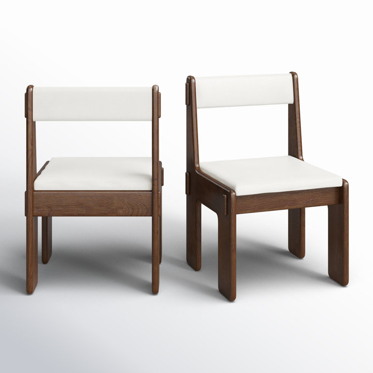 Ash Upholstered Side Chair Set with Brown Legs