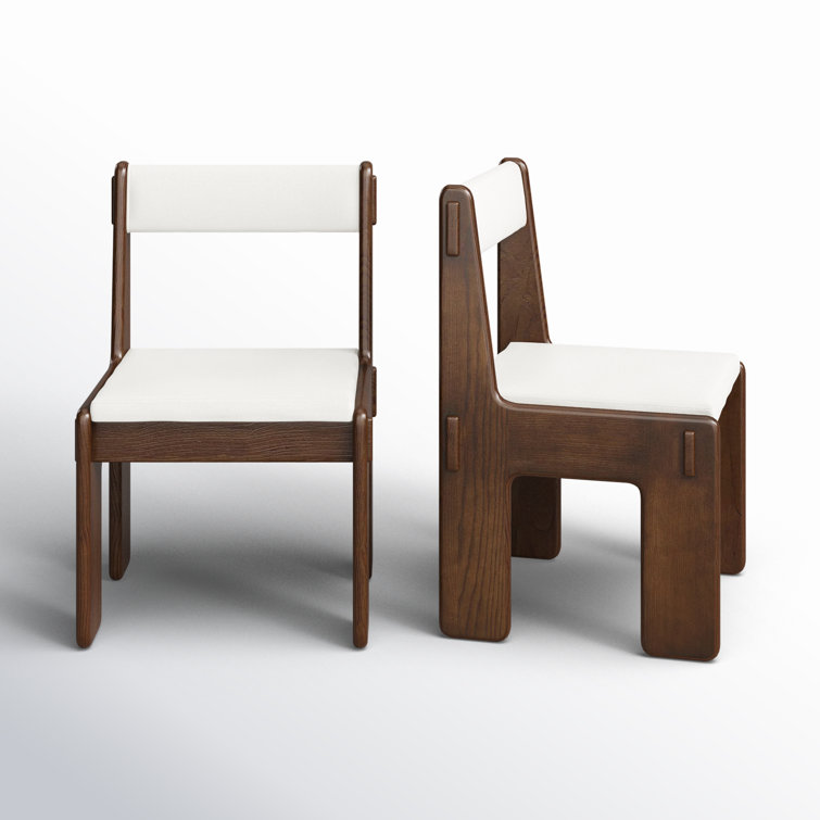 Ash Upholstered Side Chair Set with Brown Legs