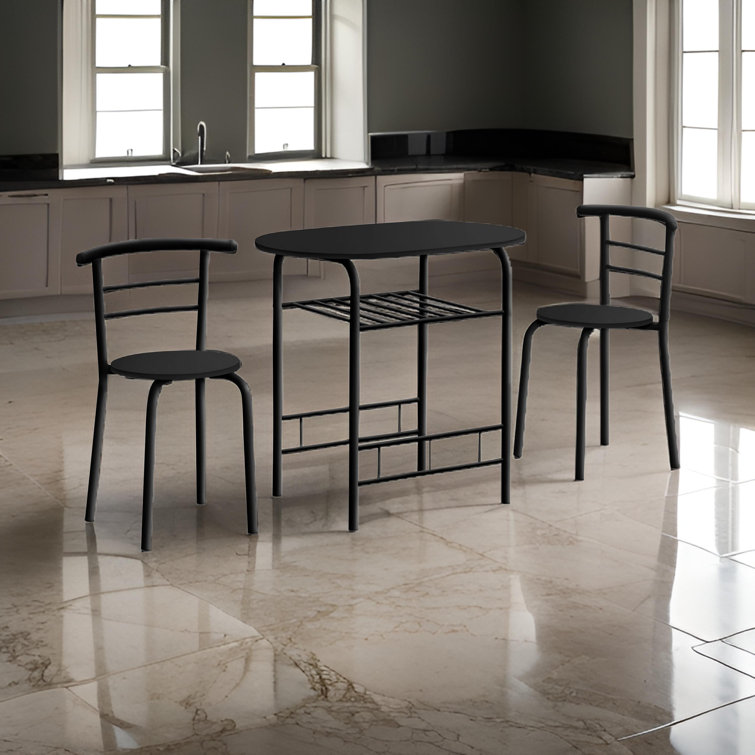 Black Metal and Laminate 3-Piece Dining Set
