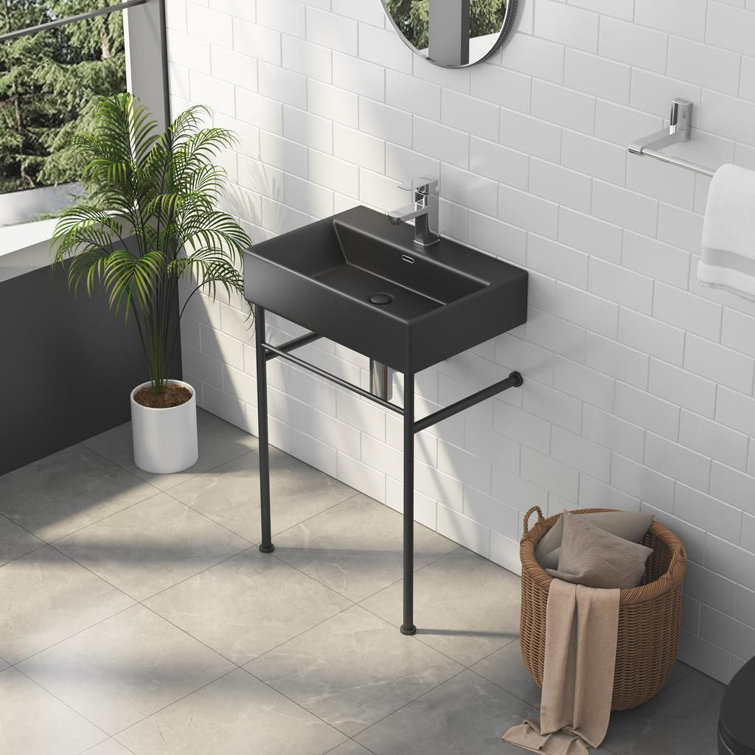 Turner Matte Black Ceramic Wall-Mount Console Sink