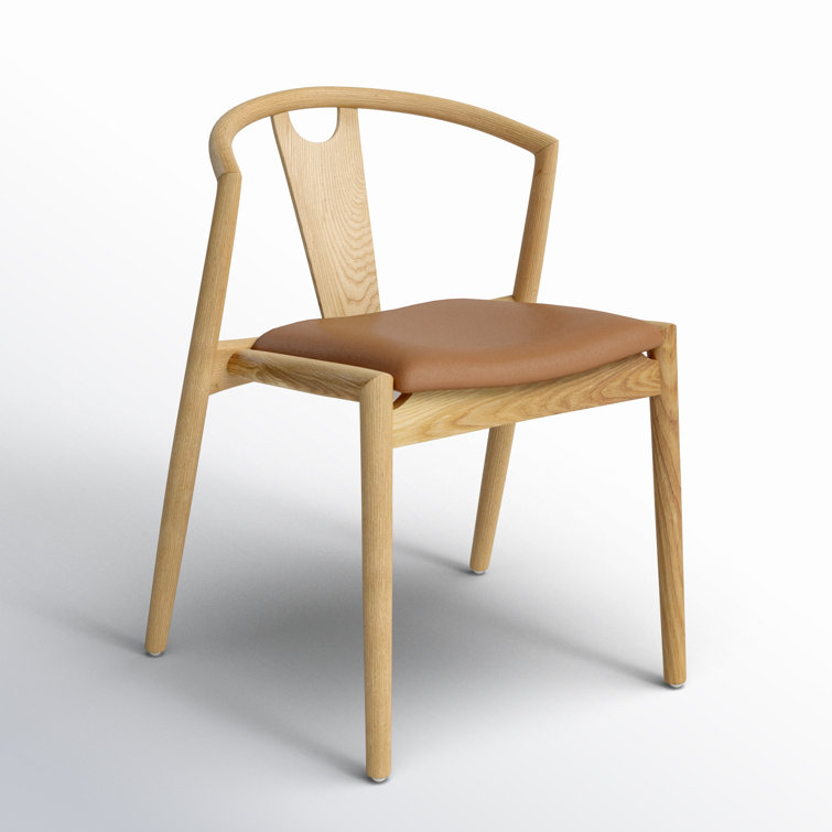 Ambra Tan Faux Leather Swivel Side Chair with Natural Wood Frame