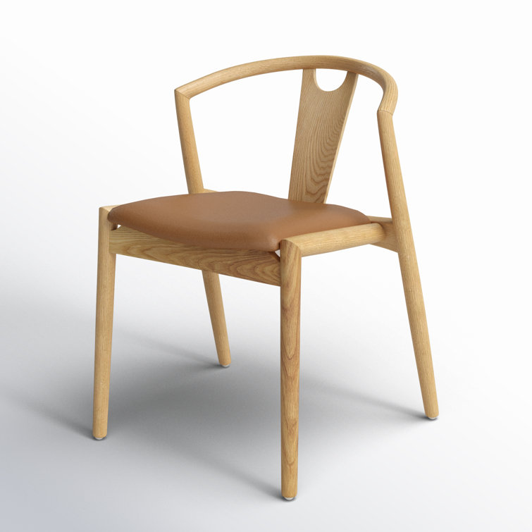 Ambra Tan Faux Leather Swivel Side Chair with Natural Wood Frame