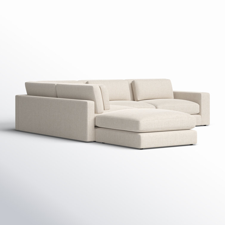 Essence Natural 131" Beige 4-Piece Sectional Sofa with Ottoman