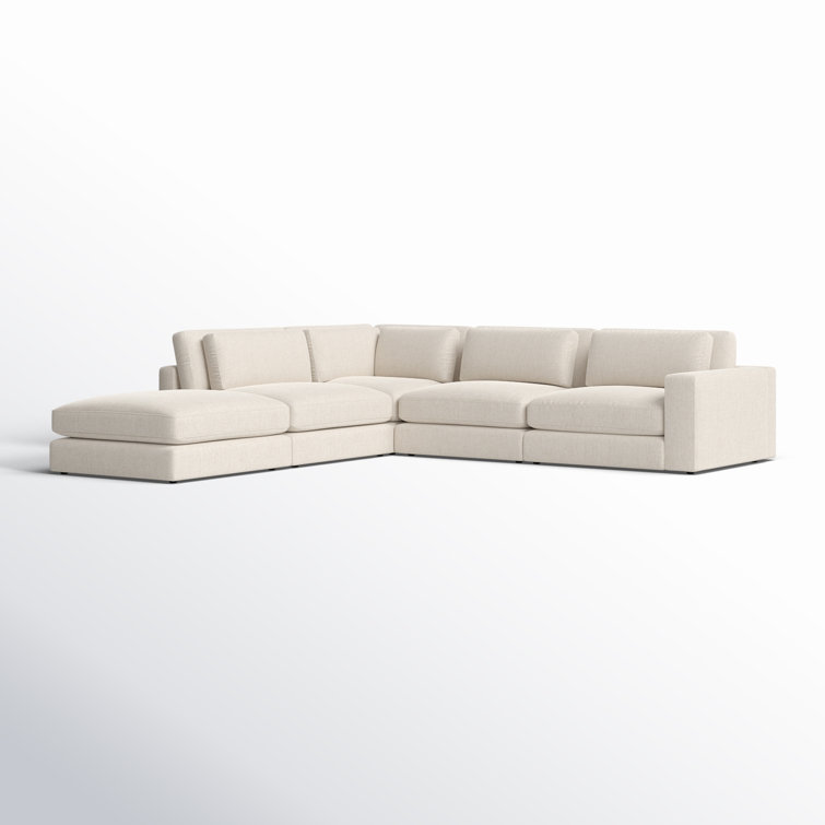 Essence Natural 131" Beige 4-Piece Sectional Sofa with Ottoman