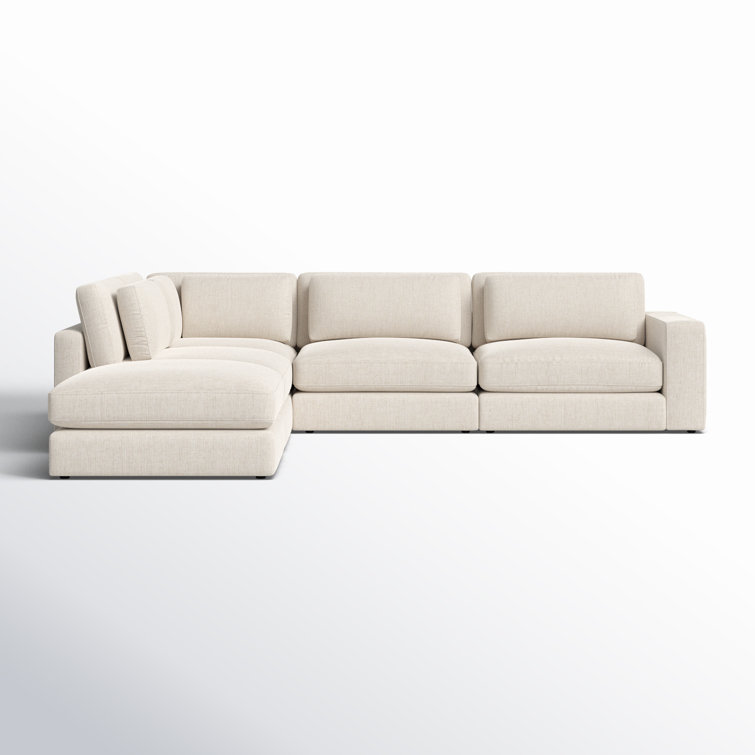 Essence Natural 131" Beige 4-Piece Sectional Sofa with Ottoman