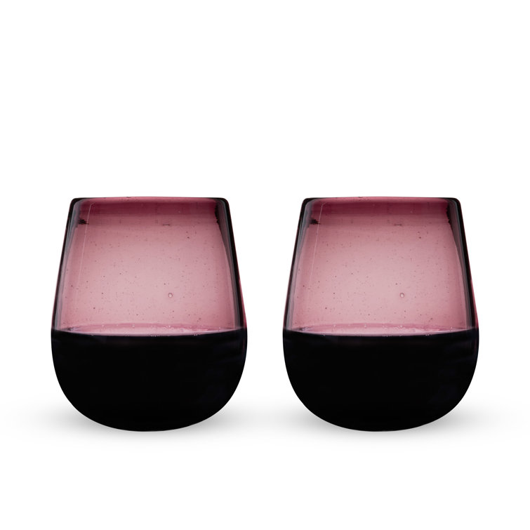 Segunda Vida Purple Hand Blown Stemless Wine Glasses Set