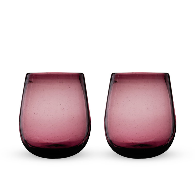 Segunda Vida Purple Hand Blown Stemless Wine Glasses Set