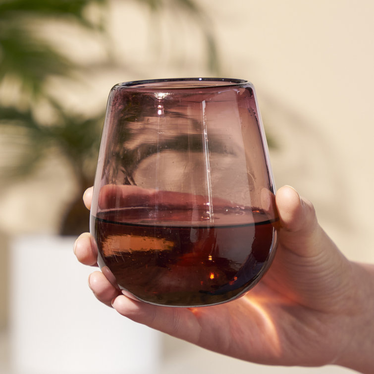 Segunda Vida Purple Hand Blown Stemless Wine Glasses Set