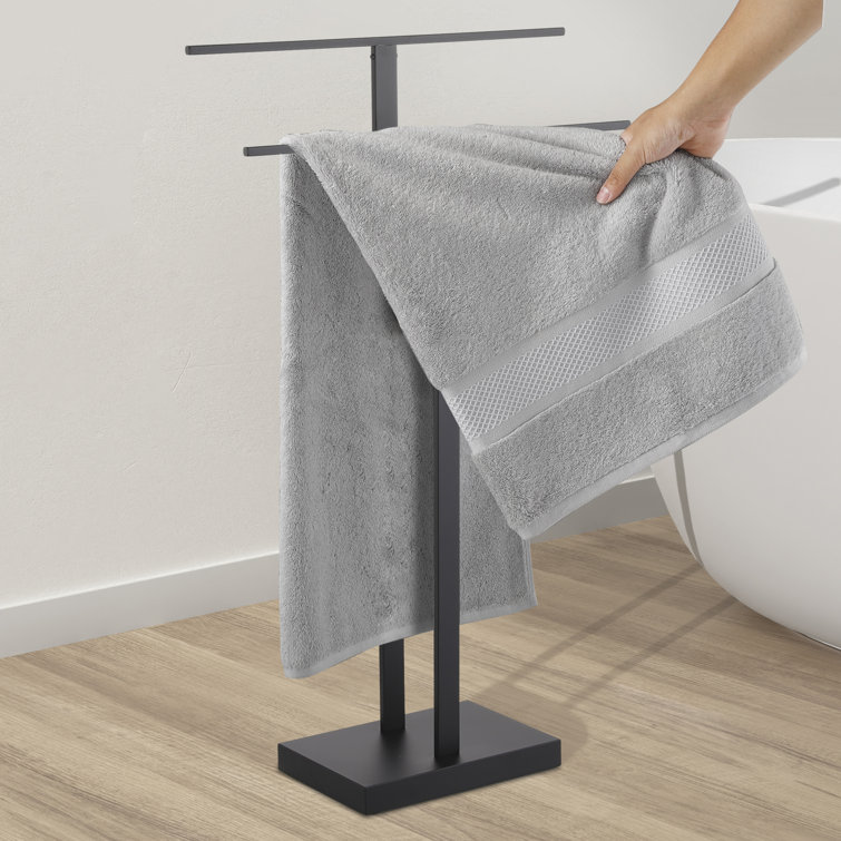 Matte Black Stainless Steel Freestanding 2-Tier Towel Rack